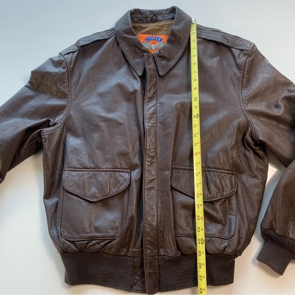 Vtg Cooper Jacket Men 46L Brown Type A2 Flight Bomber Goat Leather Military Coat - Picture 10 of 16
